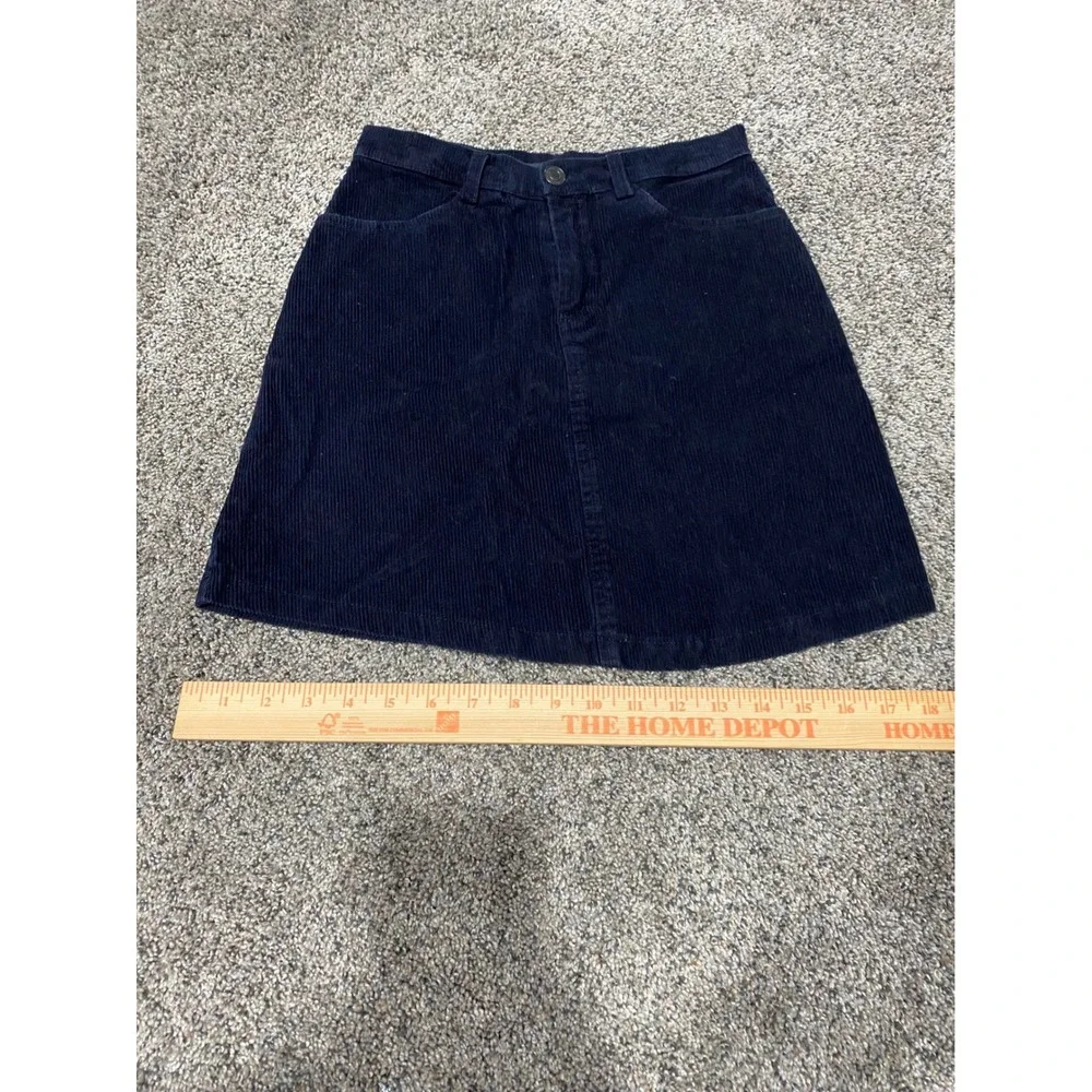 Brandy Melville Navy Blue Corduroy Mini Skirt A-Line Pockets One Size